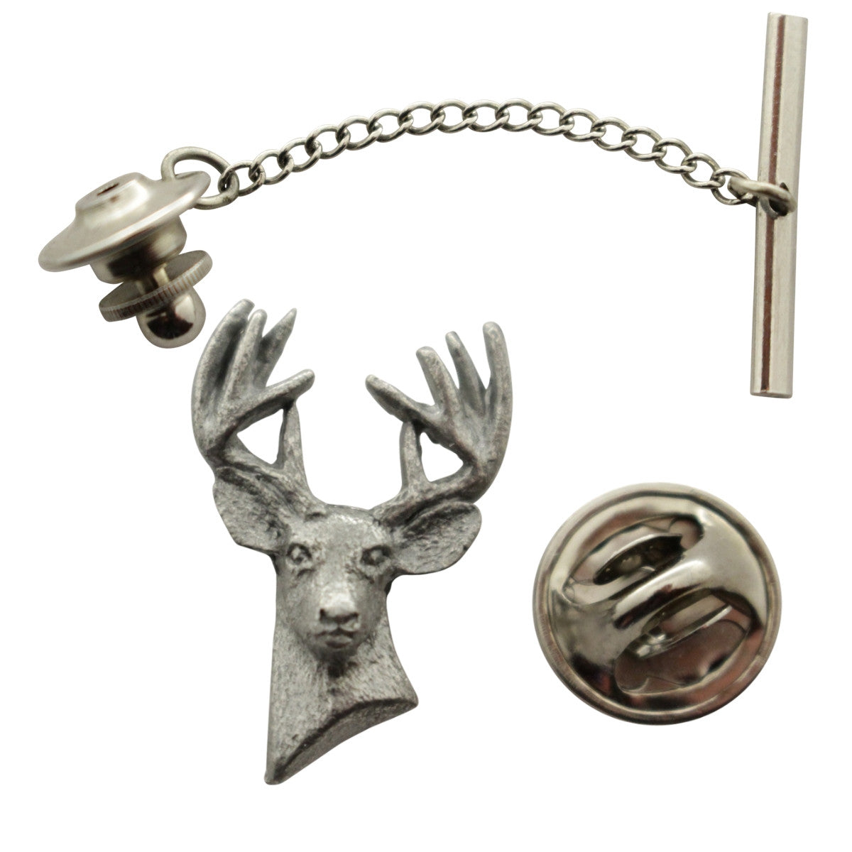 Ten Point Buck Tie Tack ~ Antiqued Pewter ~ Tie Tack or Pin ~ Antiqued Pewter Tie Tack or Pin ~ Sarah's Treats & Treasures